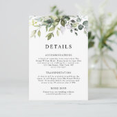 Modern Watercolor Eucalyptus Wedding Details エンクロージャーカード (スタンド正面)