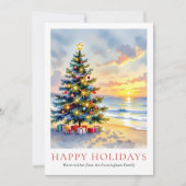 Modern Watercolor Festive Beach Coastal Christmas シーズンカード (正面)