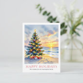Modern Watercolor Festive Beach Coastal Christmas シーズンポストカード (スタンド正面)