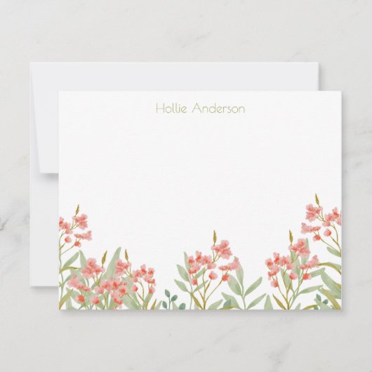 Modern Watercolor Floral Elegant Chic ノートカード (正面)