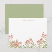 Modern Watercolor Floral Elegant Chic ノートカード (正面/裏面)