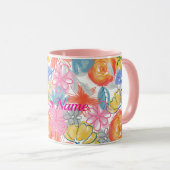 Modern Watercolor Floral Pattern  マグカップ (正面右)