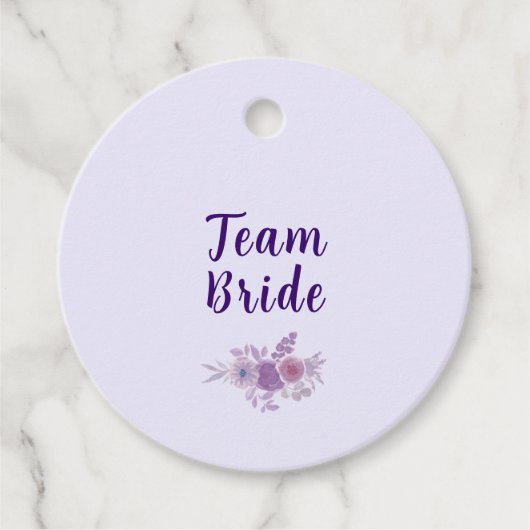 Modern Watercolor Floral Team Bride Bridal Shower フェイバータグ (正面)