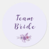 Modern Watercolor Floral Team Bride Bridal Shower ラウンドシール (正面)