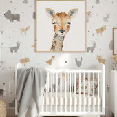 Modern Watercolor Giraffe Nursery Wall Art ポスター