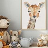 Modern Watercolor Giraffe Nursery Wall Art ポスター