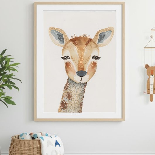 Modern Watercolor Giraffe Nursery Wall Art ポスター