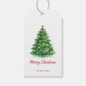 Modern Watercolor Green Christmas Tree Gift Merry  ギフトタグ (正面)