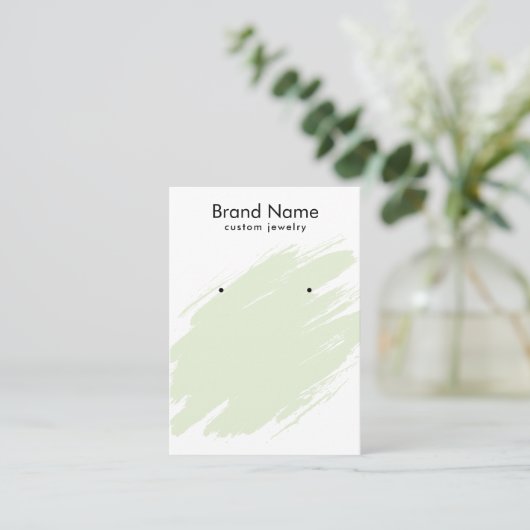 Modern Watercolor Green Jewelry Display Card 名刺 (スタンド正面)
