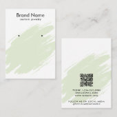 Modern Watercolor Green Jewelry Display Card 名刺 (正面/裏面)