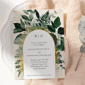 Modern watercolor Greenery beige, garden wedding 招待状