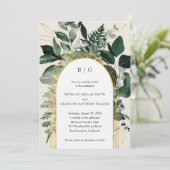 Modern watercolor Greenery beige, garden wedding 招待状 (スタンド正面)