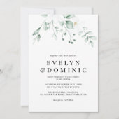 Modern Watercolor Greenery Foliage Wedding 招待状 (正面)