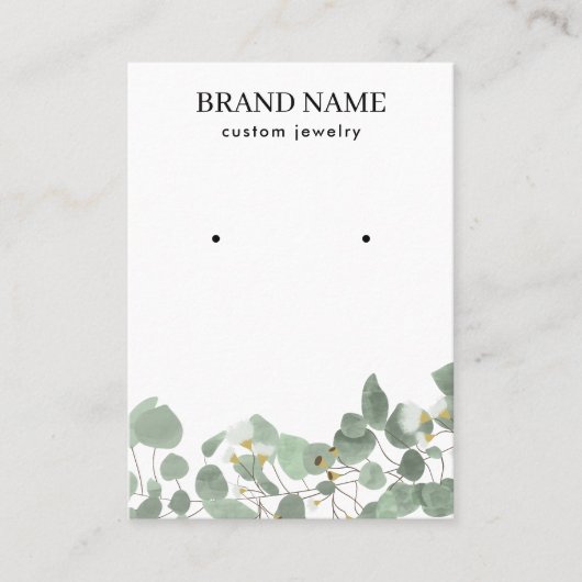 Modern Watercolor Greenery Jewelry Display Card 名刺 (正面)
