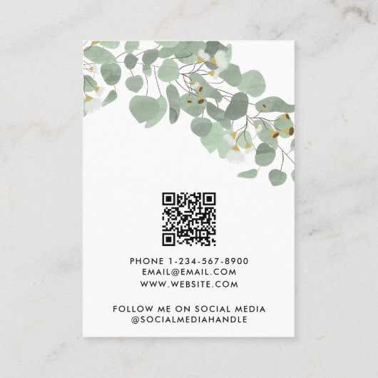 Modern Watercolor Greenery Jewelry Display Card 名刺 (裏面)