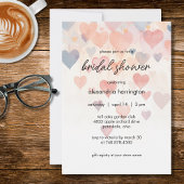 Modern Watercolor Hearts Bridal Shower 招待状
