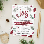 Modern Watercolor "Joy" Candy Cane Baby Shower 招待状<br><div class="desc">Celebrate the in style with these super trendy Christmas baby shower invitations. The design is easy to personalize with your own wording and your guests will be thrilled when they receive these fabulous invites.</div>