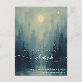Modern Watercolor Landscape Business Christmas シーズンポストカード