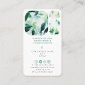 Modern Watercolor Leaf Business Card Garden Design 名刺 (裏面)