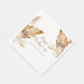 Modern Watercolor Leaf Thanksgiving スタンダードランチョンナプキン (角)