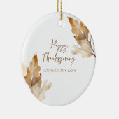 Modern Watercolor Leaf Thanksgiving セラミックオーナメント (右)