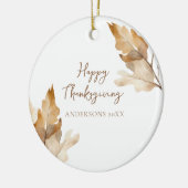 Modern Watercolor Leaf Thanksgiving セラミックオーナメント (左)