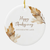 Modern Watercolor Leaf Thanksgiving セラミックオーナメント (裏面)