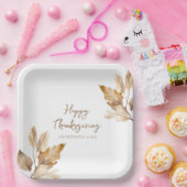 Modern Watercolor Leaf Thanksgiving ペーパープレート (パーティー)
