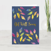 Modern Watercolor Leaves "Get Well Soon" カード (正面)