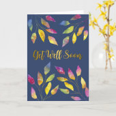 Modern Watercolor Leaves "Get Well Soon" カード (黄色い花)