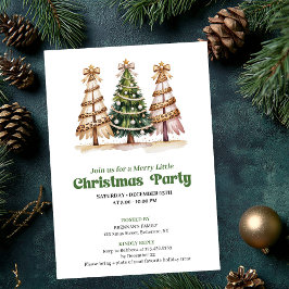 Modern watercolor leopard Christmas tree invite 招待状