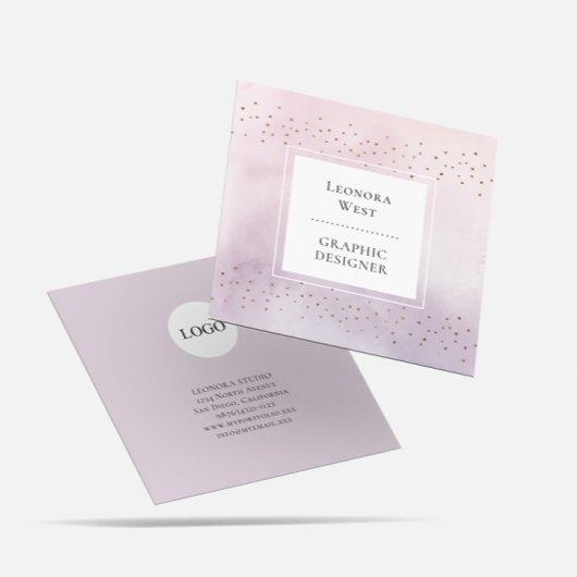  Modern Watercolor Mauve Square Business Card スクエア名刺