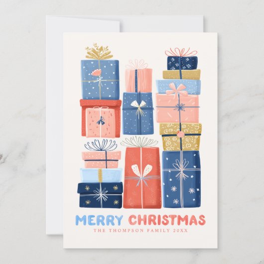 Modern Watercolor Merry Christmas Minimal  シーズンカード (正面)