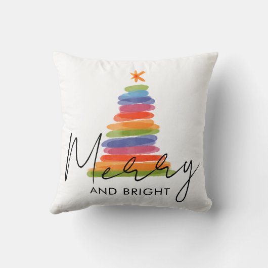 Modern Watercolor Merry Christmas Tree クッション (裏面)