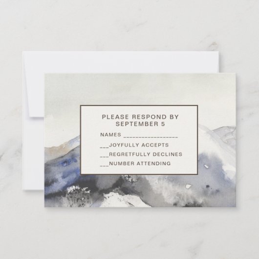 Modern Watercolor Mountains RSVP Card Neutral Tan (正面)