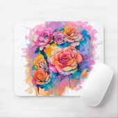 Modern Watercolor Paint Daubs Roses Bouquet マウスパッド (マウス)
