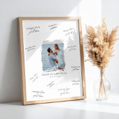 Modern Watercolor Photo Wedding Guest Signature ポスター