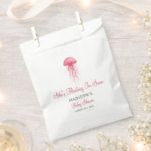 Modern Watercolor Pink Jellyfish Girl Baby Shower フェイバーバッグ (クリップ留めされた状態)