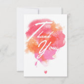 Modern, watercolor pink orange サンキューカード (正面)