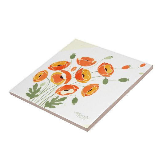 Modern Watercolor Poppies タイル (側面)