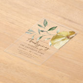 Modern Watercolor Pumpkin Thanksgiving Dinner アクリル招待状 (レイダウン)