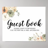 Modern Watercolor Pumpkins & Flowers  ポスター (正面)