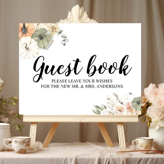 Modern Watercolor Pumpkins & Flowers  ポスター