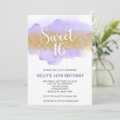 Modern Watercolor Purple Sweet 16 Sixteen 招待状 (スタンド正面)