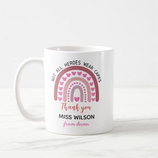 Modern watercolor rainbow teacher thank you コーヒーマグカップ (左)