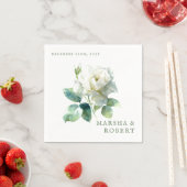 Modern Watercolor Rose Elegant Botanical Wedding スタンダードカクテルナプキン (インサイチュ)