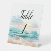 Modern Watercolor Sea-Themed Table Numbers 台座サイン (正面)