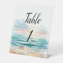 Modern Watercolor Sea-Themed Table Numbers 台座サイン