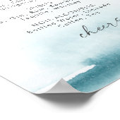 Modern Watercolor | Teal Wedding Drinks Menu Sign ポスター (角)