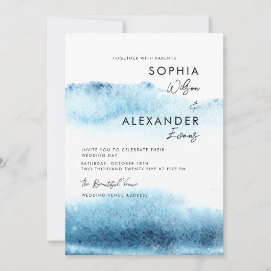 Modern Watercolor Wedding Invitations.  招待状 (正面)